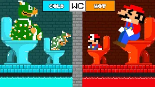 Toilet Prank: Mario and Bowser's Hot vs Cold Toilet Challenge | Game Animation