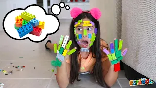 ¡Nunca juegues con el Lego equivocado! ♥ Maria pretend play LEGO HANDS ليغو تعلق في وجه !!