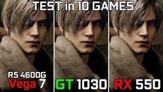 Ryzen 5 4600G vs GT 1030 vs RX 550 - Test in 10 Games