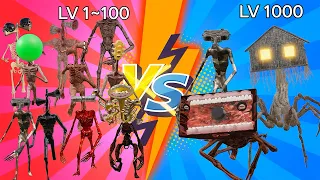 Team Siren Head VS house head VS Megahorn Best monster Battle