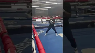 Shakur Stevenson and Caleb Plant shadow boxing