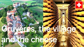 Gruyère cheese and medieval castle village in Switzerland. La Gruyère AOP cheese is world-famous