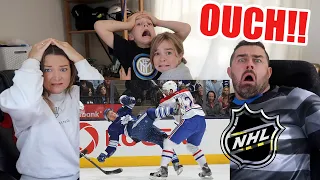 Family of Rugby Fans Reacts to NHL Hockey's Biggest Hits!!