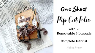 ONE SHEET FLIP OUT FOLIO WITH 2 REMOVABLE NOTEPADS - COMPLETE TUTORIAL #papercrafting