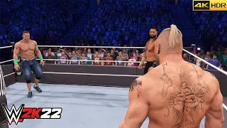 (PS5) WWE 2K22 Brock Lesnar vs John Cena vs Roman Reigns Triple threat [4K HDR]