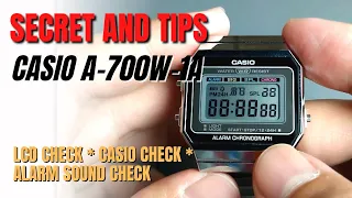 Secret and Tips for Casio A-700W / A700W ( LCD Check, Casio Check, Alarms Sound Check)