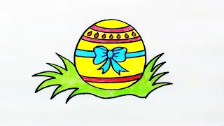 How To Draw Ukrainian  Easter Egg With Ribbon . Easy. Як намалювати пасхальне яйце. Україна. Ukraine