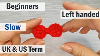 Left Handed Crochet Easy bow tutorial for beginners