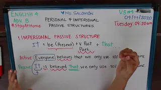 Virtual Session #4. English 4 Adv B. Personal & Impersonal Passive Structures.