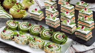 Colorful spinach layer snacks - Party recipes for Christmas
