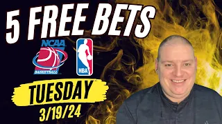 Tuesday 5 Free Betting Picks & Predictions - 3/19/24 l Picks & Parlays l #NCAAbets