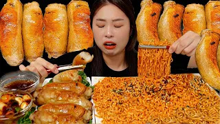 SUB) 통대창 먹방 현실버전. 통대창구이 불닭볶음면 대파김치 Daechang & Buldak MUKBANG ASMR