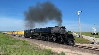 Union Pacific Big Boy #4014 Steam Train Accelerates North Out Of Egbert, WY on Yoder Sub (6/7/23)