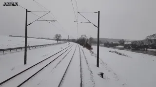 Führerstandsmitfahrt mit über 3400 Tonnen Erzzug. Zuglok Br185 und Schiebelok Br185