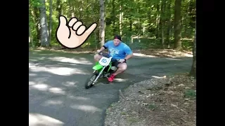 Dad stole my dirt bike kx65 and it's too fast. I'm better!