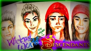 Disney Descendants WICKED WORLD. Draw JAY and CARLOS Easy and Fast with Markers.