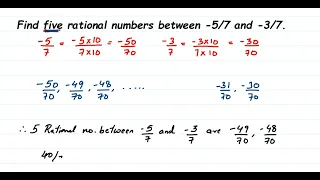 Find five rational numbers between -5/7 and -3/7.