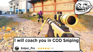 I hired a PRO SNIPER COACH on Fiverr then I POPPED OFF (HILARIOUS TROLL)