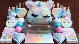 "Special Unicorn"Mixing'Unicorn'Eyeshadow, and glitter Into Slime!Satisfying Slime Video!★ASMR★