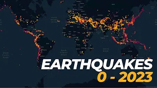 Earthquake visualization from 0 - 2023 V2 in 4k
