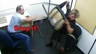 Raging Criminal Attacks Detective With Chair | Interrogation Analysis