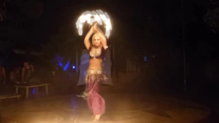 Amazing Belly Dancer with Fire Fans!!!