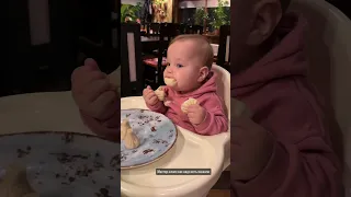 Baby eating Tiny khinkali for the first time