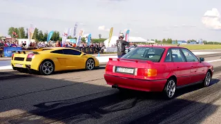 Lamborghini Gallardo vs Audi 90 B3 Quattro 4.2 1/4 mile drag race