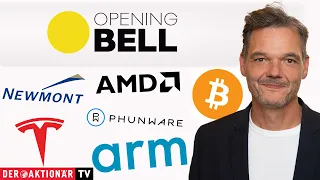 Opening Bell: Apple, Tesla, Bitcoin, Microstrategy, AMD, ARM, Digital World, Phunware, Newmont