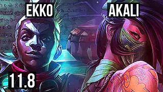 EKKO vs AKALI (MID) | 7/0/5, 66% winrate, Godlike | NA Diamond | v11.8