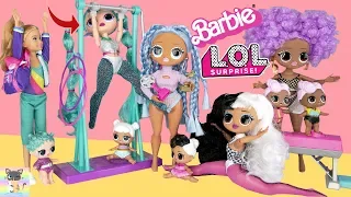 OMG Winter Disco Gymnastic Lessons to Win Olympic Trophy! New Barbie Team Stacie Gymnastic Doll!