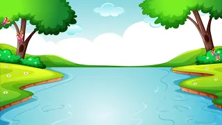 4K Animated cartoon background river landscape l Free cartoon background video l loop animation