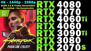 Cyberpunk 2077 2.0 | DLSS 3.5 RT | RTX 4080, 4070. 4060 (Ti), 3090 Ti, 3080, 2070 S | 4K 1440p 1080p