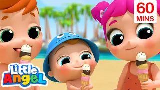 Hot And Cold at the Beach! | Little Angel Sing Along | Learn ABC 123 | Fun Cartoons | Moonbug Kids