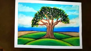 Beautiful Drawing with oil pastel || HOW TO DRAW OLD TREE WITH OIL PASTEL.