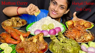 Spicy Mutton Curry Hariyali Chicken Curry Crab Curry Prawn Curry Egg Curry Basmati Rice Eating