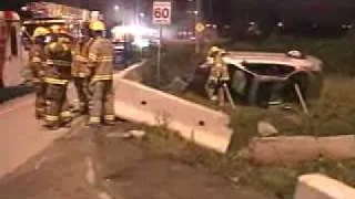 PORT COQUITLAM CAR CRASH ROLL OVER RESCUE ON LOUGHEED HWY AND MARRY HILL BY PASS