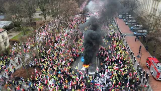 WIELKI PROTEST ROLNIKÓW W WARSZAWIE! |06.03.2024r.|Warszawa z drona! Policja użyła gazu!