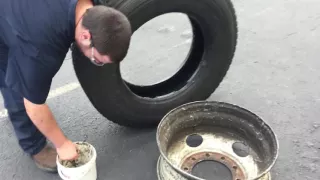 Using tire irons to mount and dismount tires