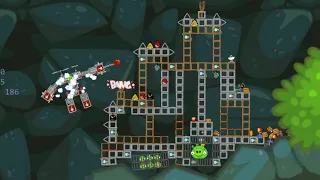 Swineborg destroying Angry Birds castle in Bad Piggies