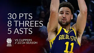 Klay Thompson 30 pts 8 threes 5 asts vs Clippers 23/24 season