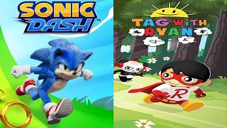 Tag with Ryan vs Sonic Dash - All Characters Unlocked All Bosses Defeated All Costumes All Vehicles