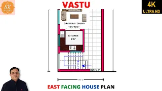 Vastu East Facing House Plan With Interior 16' X 45' / 720 Sq.Ft / 80 Sq.Yds / 67 Sq.M / 80 Gaj