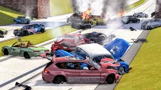 Massive Spike Strip Pileup Crashes #3 – BeamNG Drive | CrashBoomPunk