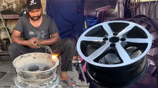 How to Fix Broken Alloy Wheel Rim || How to Repair Cracked Alloy Wheel || Alloy Wheel Bent Repair