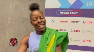 Shericka Jackson after winning 200m for $10,000 prize money Zurich Diamond League 2023