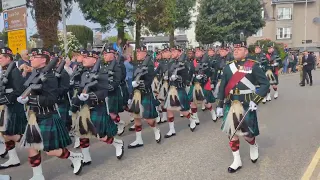 The Royal Regiment of Scotland marching through Alford.