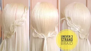 Uneven 3 strand braid hair tutorial || EasyHairstyles