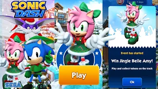 Sonic Dash vs Sonic Dash 2 Sonic BOOM -Jingle Belle Amy in Winter Tour Fully Upgraded - Run Gameplay