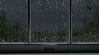 Window Rain - Heavy Rain and Thunder with Green Noise - 1 hour Rain Sounds for Sleep - Relaxing Rain